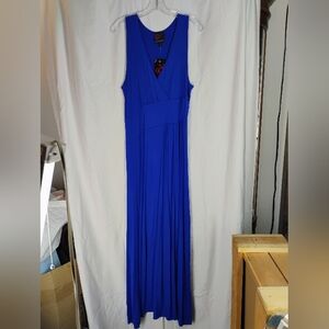 Blue V-Neck Sleeveless Maxi Sundress